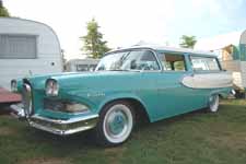Rare 1958 Edsel Roundup 2 door station wagon has slanted B-pillar like a 1955-1957 Chevy Nomad station wagon