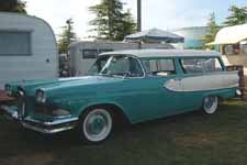 Photo of awesome 1958 Edsel Roundup Station Wagon painted in factory turquoise and white paint