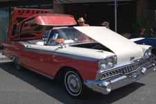 1959 Ford Galaxie Skyliner painted factory colors; Colonial White #M0524 over Geranium #M1018
