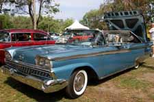 Photo of rare 1959 Ford Galaxie Skyliner Retractable Hardtop finished in factory Surf Blue (M1011) metallic paint