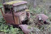 Project pickup truck in classic car salvage yard